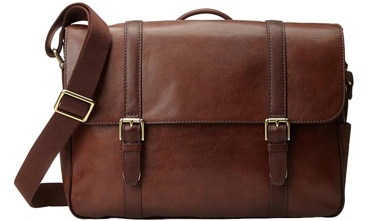 Fossil Men's Estate Saffiano Leather Messenger Bag | Genuine Leather